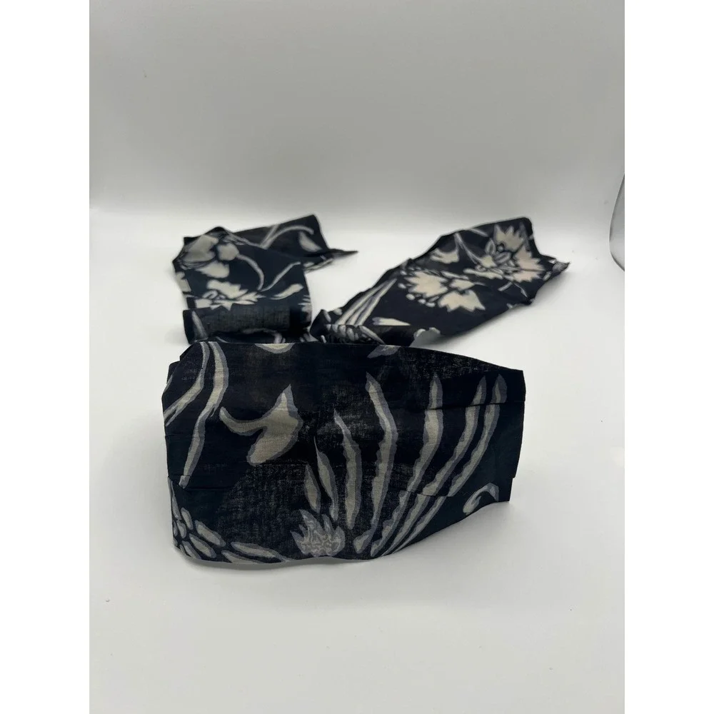 Lucky Brand Floral Cotton Headband Navy Blue Cream Boho Elastic Tie Accessory